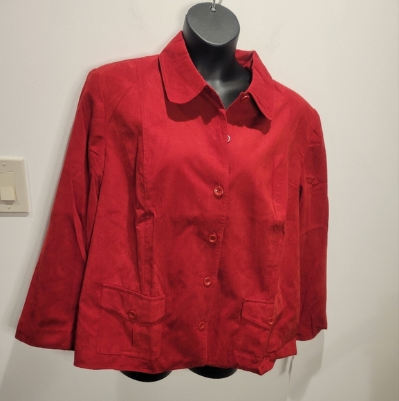 New alfred dunner size 24w holiday red faux suede jacket - Picture 1 of 6